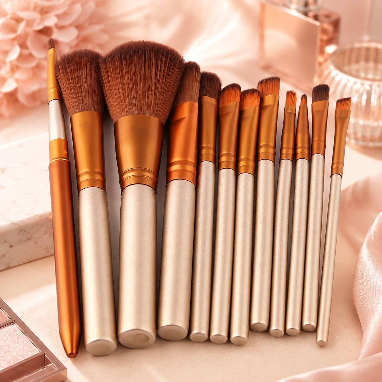 12 Pcs Aluminium Box Makeup Brush Set – Portable Beauty Tools for Eyeshadow, Lip Gloss & Flawless Eye Makeup